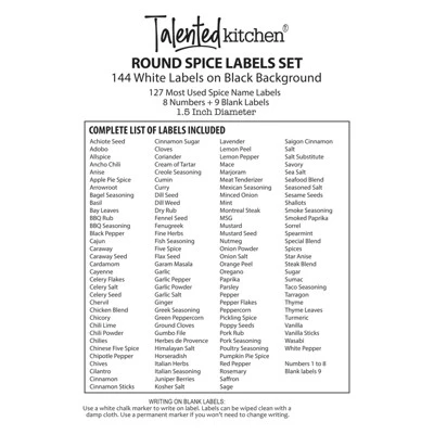 Talented Kitchen 144 Round 1.5" Spice Jar Labels Preprinted, Chalkboard Seasoning Spice Labels Stickers + Numbers For Kitchen Organization And Storage 7 Talented Kitchen 144 Round 1.5" Spice Jar Labels Preprinted, Chalkboard Seasoning Spice Labels Stickers + Numbers For Kitchen Organization And Storage - Image 7