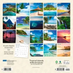 Plato 2023-2024 Wall Calendar 12"x12" Tropical Islands