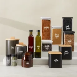 Talented Kitchen 375 Pantry Labels For Food Containers, Preprinted Clear Kitchen Food Labels For Organizing, White Script Stickers, Water Resistant