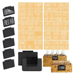 Talented Kitchen 8 Pack Metal Basket Labels Clip On Holders W/ 70 Household Labels For Storage Bins, Bin Clips Labels Tags For Organizing Home, Black -Office Supplies Store GUEST a8644e6c 7980 46ad 8839 7fc102c1e05f