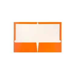 JAM Paper Laminated Two-Pocket Glossy Presentation Folders Orange 385GORD