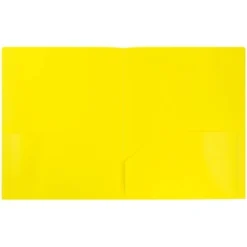 JAM 6pk POP 2 Pocket School Presentation Plastic Folders Yellow
