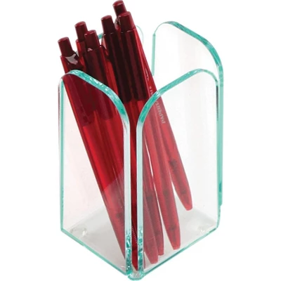 Lorell Transparent Pencil Cup 2-3/4"x2-3/4"x4-3/4" CL/Green 80656 1 Lorell Transparent Pencil Cup 2-3/4"x2-3/4"x4-3/4" CL/Green 80656