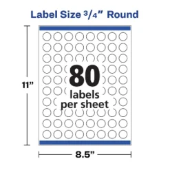 Avery Printable Self-Adhesive Permanent 3/4" Round ID Labels 3/4" Dia. White 800/Pk 4221 -Office Supplies Store GUEST b49d4ccd 170a 41c8 885f 00d9bafe9b96