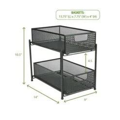 Mind Reader Metal Mesh Heavy Duty Organizer [2 TIER] Slide Out Basket Drawer For Kitchen, Bathroom, Office Desk (BLACK) -Office Supplies Store GUEST b9f538a4 b4bb 43e3 89f5 0068ba9a5aee