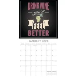 The Gifted Stationery 2024 Square Wall Calendar, Wine Signs, 16-Month Funny Corner Theme With 180 Reminder Stickers (12 X 12 In)
