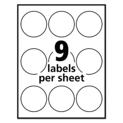 Avery Durable White Round ID Labels 2 1/2" Dia. White 72/Pk 22856