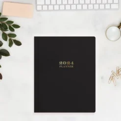 Day Designer 2024 Planner 8"x10" Weekly/Monthly Faux Leather Black