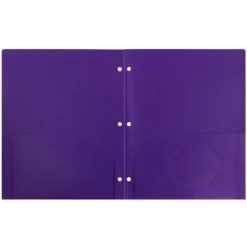 JAM 6pk Heavy Duty 3 Hole Punch 2 Pocket School Presentation Paper Folder Purple