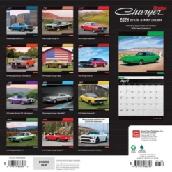 Browntrout 2024 Wall Calendar 12"x12" Dodge Charger Foiled