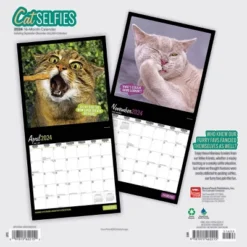 Browntrout 2024 Wall Calendar 12"x12" Cat Selfies