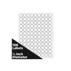 JAM Paper Circle Round Label Sticker Seals 0.75 Inch Diameter White 108/Pack 3147612190