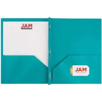 6pk 2 Pocket Plastic Folders With Prong Fasteners Teal - JAM Paper 2 6pk 2 Pocket Plastic Folders With Prong Fasteners Teal - JAM Paper - Image 2
