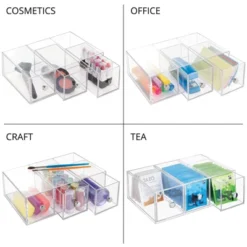 MDesign Plastic Stackable Desktop Storage For Office, 3 Drawers, 2 Pack - Clear -Office Supplies Store GUEST cef13add bf38 4f13 b260 3a936f052fe2