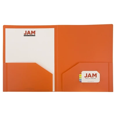 JAM 6pk 2 Pocket Heavy Duty Plastic Folders - Orange 1 JAM 6pk 2 Pocket Heavy Duty Plastic Folders - Orange