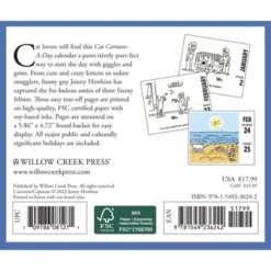 Willow Creek Press 2024 Daily Desk Calendar 5.2"x6.2" Cat Cartoon-A-Day By Jonny Hawkins