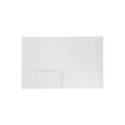 JAM Paper Laminated Two-Pocket Glossy Presentation Folders White 385GWHD