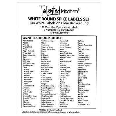 Talented Kitchen 144 Spice Labels Stickers + Pantry Labels, Clear Spice Jar Labels Preprinted For Spice Jar Lids, Water Resistant, Round 1.5 In 7 Talented Kitchen 144 Spice Labels Stickers + Pantry Labels, Clear Spice Jar Labels Preprinted For Spice Jar Lids, Water Resistant, Round 1.5 In - Image 7