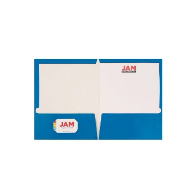 JAM Paper Laminated Two-Pocket Glossy Presentation Folders Blue 385GBUD 2 JAM Paper Laminated Two-Pocket Glossy Presentation Folders Blue 385GBUD - Image 2