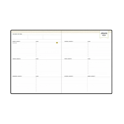 Day Designer 2024 Planner 8"x10" Weekly/Monthly Faux Leather Black 4 Day Designer 2024 Planner 8"x10" Weekly/Monthly Faux Leather Black - Image 4