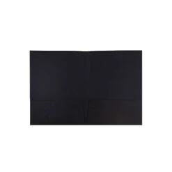 JAM Paper Two-Pocket Textured Linen Business Folders Black Bulk 50/Box 386LBLC