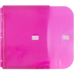 JAM Paper 9 3/4'' X 13'' 12pk Plastic 3 Hole Punch Binder Envelopes, Hook & Loop Closure, 1" Expansion