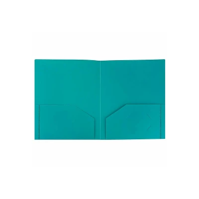 JAM Paper Heavy Duty Plastic Two-Pocket School Folders Teal Blue 108/Pack OX57401B 1 JAM Paper Heavy Duty Plastic Two-Pocket School Folders Teal Blue 108/Pack OX57401B