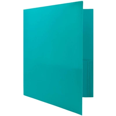 6pk 2 Pocket Plastic Folders With Prong Fasteners Teal - JAM Paper 3 6pk 2 Pocket Plastic Folders With Prong Fasteners Teal - JAM Paper - Image 3
