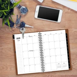 ASMBLD 2024 Refillable Planner 5"x8" Weekly/Monthly Faux Leather Tan