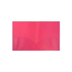 JAM Paper Plastic Two-Pocket School POP Folders Fuchsia Hot Pink Bulk 96/Pack (383FUB)