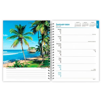 Browntrout 23-2024 Weekly/Monthly Planner 7.5"x7.125" Tropical Island 2 Browntrout 23-2024 Weekly/Monthly Planner 7.5"x7.125" Tropical Island - Image 2
