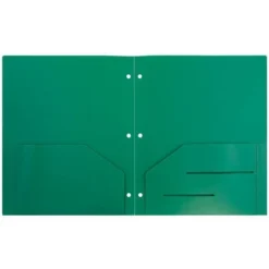 JAM 6pk Heavy Duty 3 Hole Punch 2 Pocket School Presentation Paper Folder Green