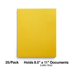 Staples School Grade 2 Pocket Folder Yellow 25/Box (50761/27538-CC)